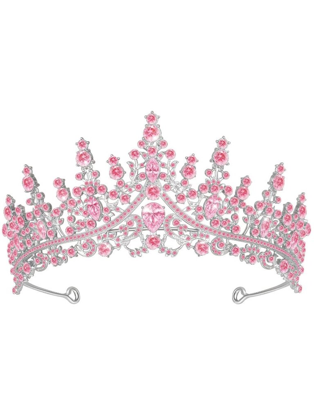 D#-Pink Queen Tiara Crown For Women Bridal Prom Birthday Party Headpiece